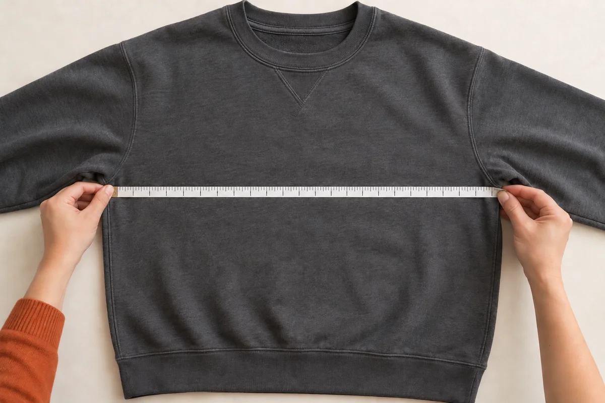 The chest width measured with a garment laid flat